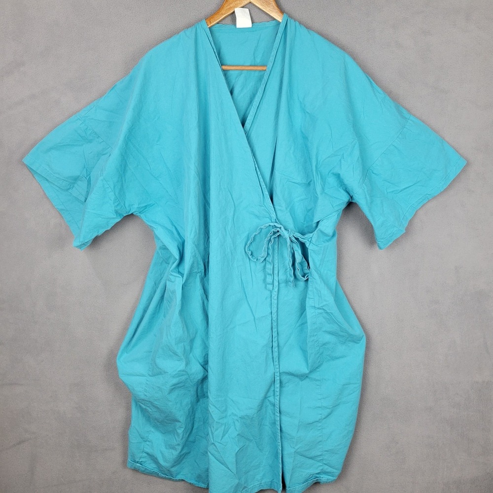 Standard Textile Softweave Patient Gown Unisex Large Blue Wrap Cotton Durability